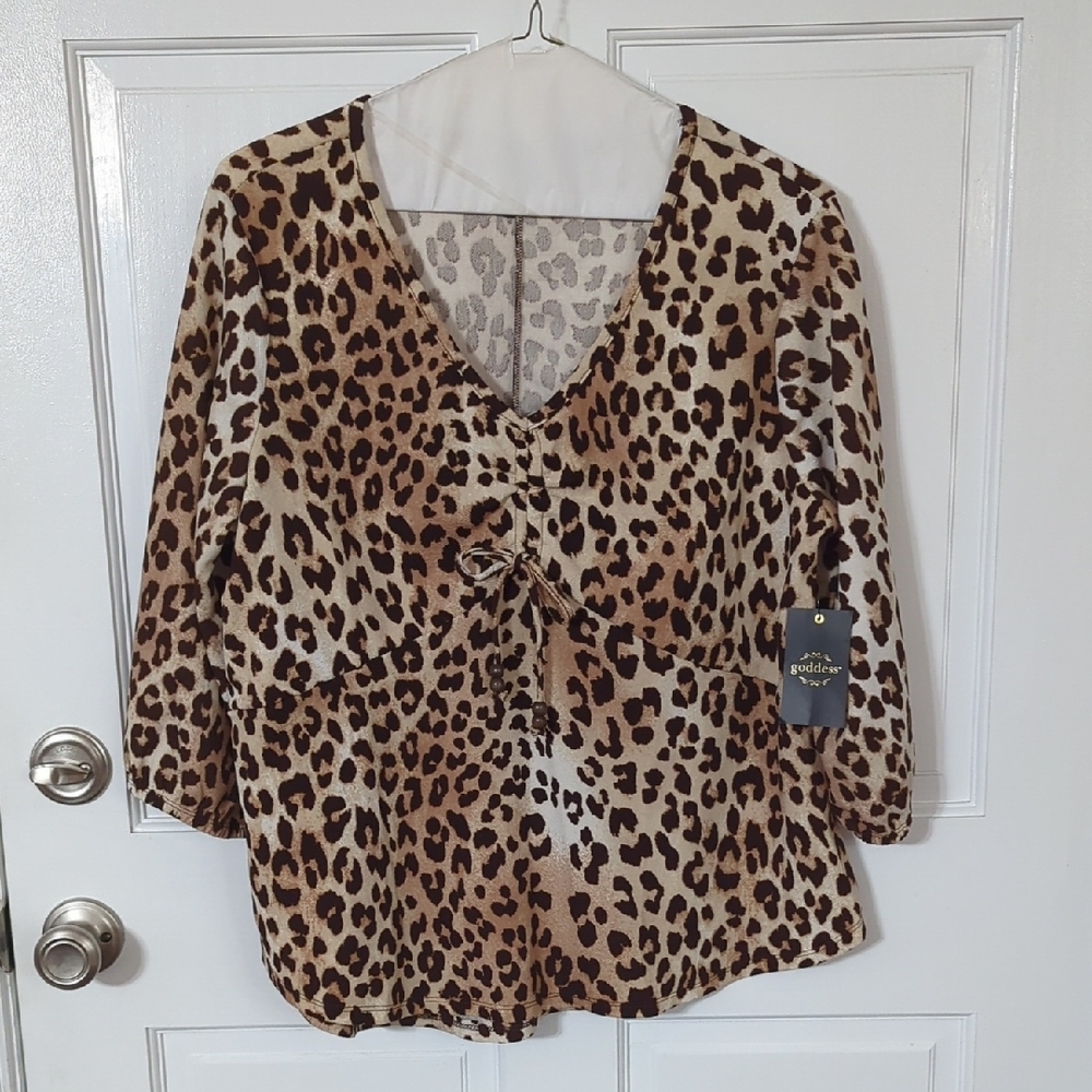 Animal Print V-Neck Top
